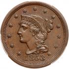 1853 N-4 R3+ Boldly Repunched 3 PCGS graded MS63 Brown