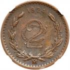 Mexico. 2 Centavos, 1924-Mo NGC AU50 BR