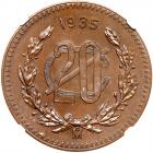 Mexico. 20 Centavos, 1935-Mo NGC MS65 BR