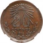 Mexico: Aguascalientes. 20 Centavos, 1915 NGC AU58 BR
