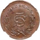 Mexico: Guerrero. 5 Centavos, 1915 NGC MS63 BR