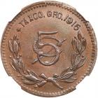 Mexico: Guerrero. 5 Centavos, 1915 NGC MS62 BR