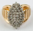 Diamond Cluster, 14K Yellow Gold Lady's Ring