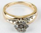 Lady's Diamond Cluster and 14K Yellow Gold Ring