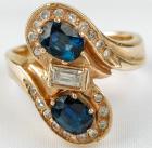 Lady's 14K Yellow Gold, Sapphire and Diamond Cocktail Ring