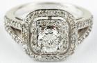 Lady's 14K White Gold and Square Halo Diamond Ring