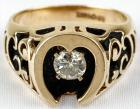 Men's Horseshoe Shaped 14K Yellow Gold and 1 Carat Diamond Ring