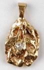 10 K Yellow Gold Nugget Style Pendant with Diamond