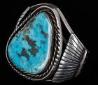 Dramatic American Indian Turquoise and Silver Cuff