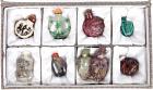 Collection of 8 Snuff Bottles Carved Agate, Hardstone and Glass, Boxed