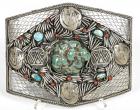 Large Native American Pawn Silver Belt Buckle