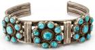 Vintage Navajo Sterling Silver Bracelet ca. 1950s, Lone Mountain Turquoise