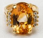 Lady's Golden Topaz, Diamond, 14K Yellow Gold Ring