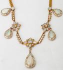 Lovely Vintage Opal, Diamond, 14K Gold Necklace