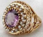 Amethyst and Diamond, 14K Yellow Gold Ring