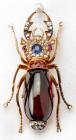 Antique Garnet, Sapphire, Ruby, Diamond, Pearl, 14K Rose Gold Beetle Brooch