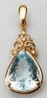 Aquamarine, Diamond, 14K Yellow Gold Pendant/Enhancer