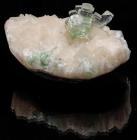 Green Apophyllite Crystals on White Stilbite from India