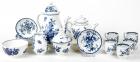 Rare 15 Piece Worcester First Period Blue & White Porcelain Coffee and Tea Set ca. 1765