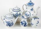 Collection of Worcester First Period ca. 1765 Coffee Pot, Teapot, Milk Jugs