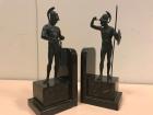 Pair of Antique Cast Bronze Figural Bookends of Roman Soldiers