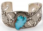 Sterling Silver Cuff With a Gem Natural Example of Bisbee (Arizona) Turquoise