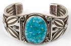 Sterling Silver Cuff With Large Cabochon of Classic Blue Gem Turquoise (Nevada)