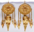 Elaborate Handcrafted 22 Kt. Gold Greek Revival Earrrings