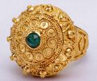 22 Kt. Gold Granulated Ring with Cabachon Emerald