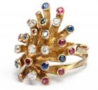 Gold, Diamond, Ruby, and Sapphire Ring