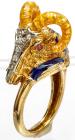 Gold, Diamond, and Ruby Ring in the Form of a Ram Head