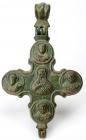 Byzantine Bronze Reliquary Cross Pendant