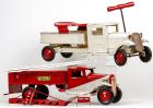 Two Large Antique Toys, Buddy L Ladder Truck and Keystone Ride-On Truck