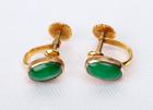 Jadeite, 14K Yellow Gold Earrings - 2