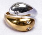 Yellow and White Gold Double-Headed Serpent Ring