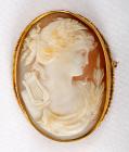 Antique Cameo 14K Yellow Gold Brooch - 2