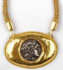 Beautiful Ancient Coin of Lysimachus Silver Tetradrachm in 20K Yellow Gold Necklace