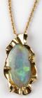 Opal Pendant in 14K Yellow Gold Bezel and Chain