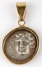 Ancient Larissa Drachm in 18K Gold Bezel Pendant