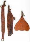 LOT OF (3) ANTIQUE 19TH CENTURY LEATHER SHOT BAGS