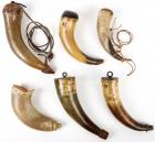 LOT OF (6) ANTIQUE 18TH-19TH CENTURY POWDER HORNS