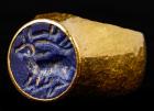 Striking Gold Ring Featuring Lapis Lazuli Sassanian Stamp