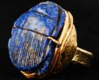 Superior Egyptian Lapis Lazuli Scarab in a 24 Kt. Gold Ring