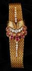 Spectacular 18K Yellow Gold, Diamond and Ruby Kutchinsky Jeweler, Jaeger Le Coultre Swiss Watch