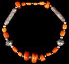 Antique Amber and Silver Beaded Necklace