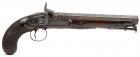 A HIGH QUALITY ANTIQUE ENGLISH 18 CENTURY FLINTLOCK PISTOL MADE BY H. W. MORTIMER, LONDON, CONVERTED TO PERCUSSION