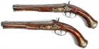 AN ANTIQUE (PAIR) OF EARLY 18TH CENTURY FLINTLOCK HOLSTER PISTOLS CONVERTED TO PERCUSSION - 2