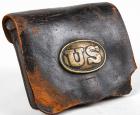 ANTIQUE CIVIL WAR UNION LEATHER CARTRIDGE BOX - 2