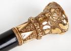 Elegant Gold-tipped Gentleman's Cane with Inscription, Dated 1888 - 2