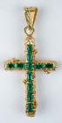 18K Yellow Gold and Emerald Cross Pendant